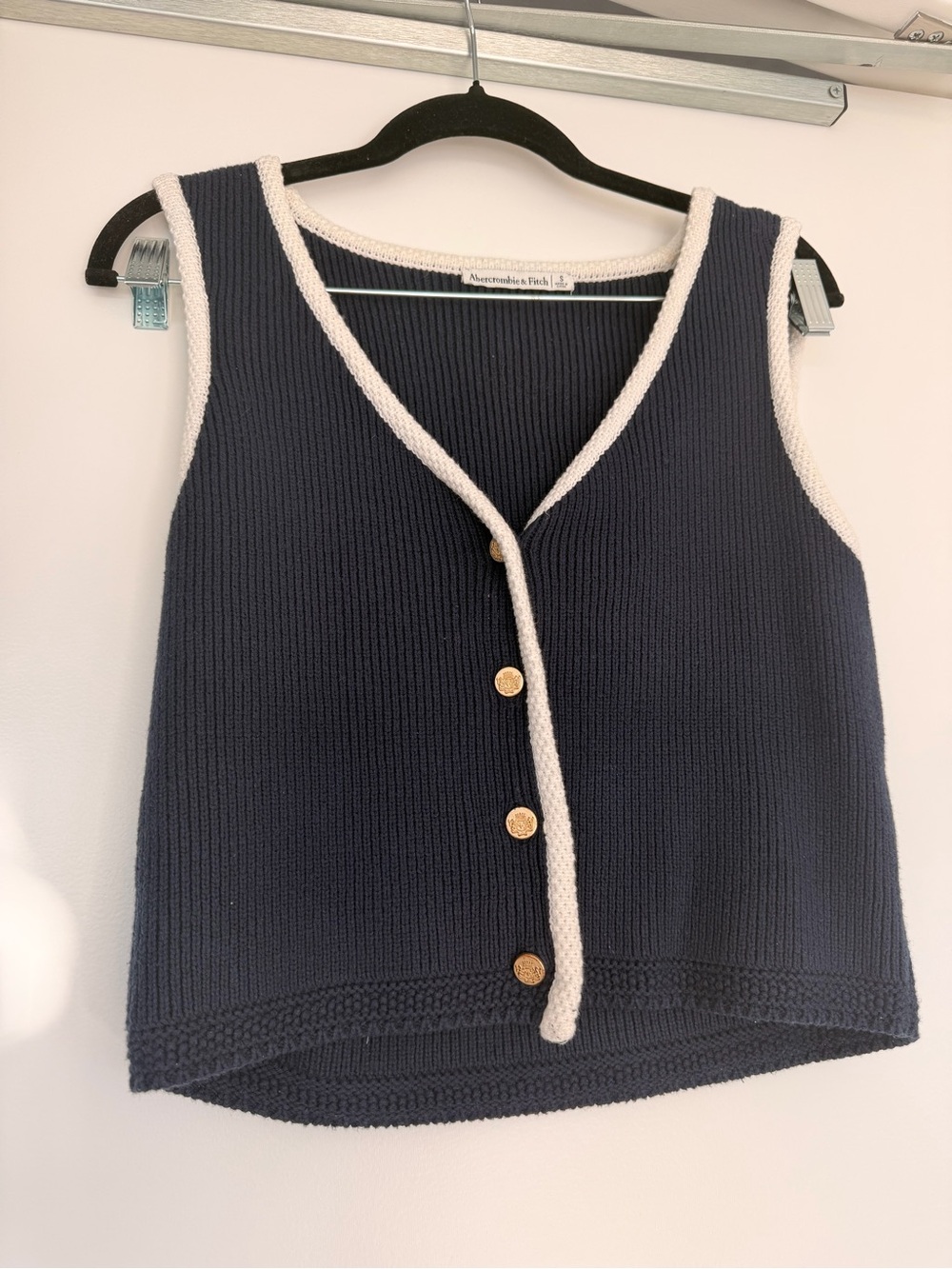 Abercrombie & Fitch Navy Knit Button Vest